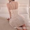 New sexy nightdress women's summer suspender ice silk ins print pure desire plum blossom suspender nightdress