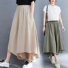 Spring Summer New Plus Size Nine-Minute Pants Women Loose Fashion Pants Elastic Waist Wide Leg Pants Casual Pantskirt