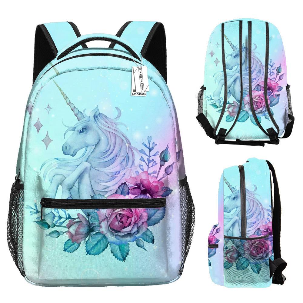 Classic Kpop Youthful School Bags Unisex Cool Unicorn Travel Bags 3D Print Oxford Waterproof Notebook Shoulder Backpacks