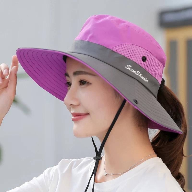 

Trendy Women s Wide Brim Sun Hat - Summer Outdoor Fashion M (56-58cm) фиолетовый