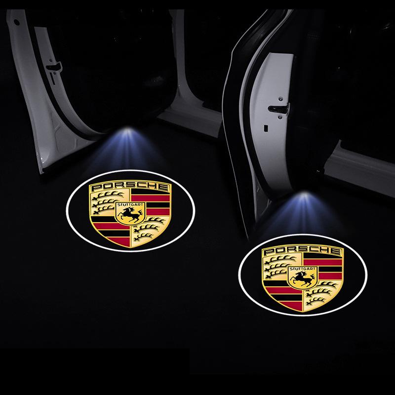 2 stk/sett Bildøremblemlys LED Velkomstlampe Trådløs Laserprojektor For Porsche Cayenne Macan 911 Gt3 918 928 944 968 Boxster Panamera