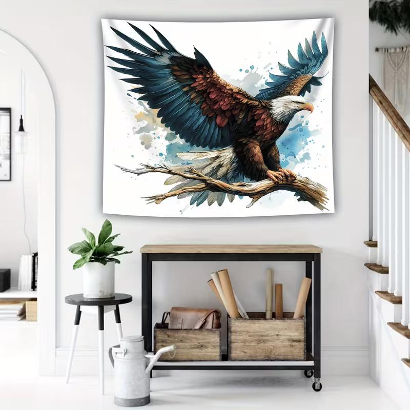 2D Bald Eagle on Branch Tapestry Patriotic Color Wall Decor Cloth