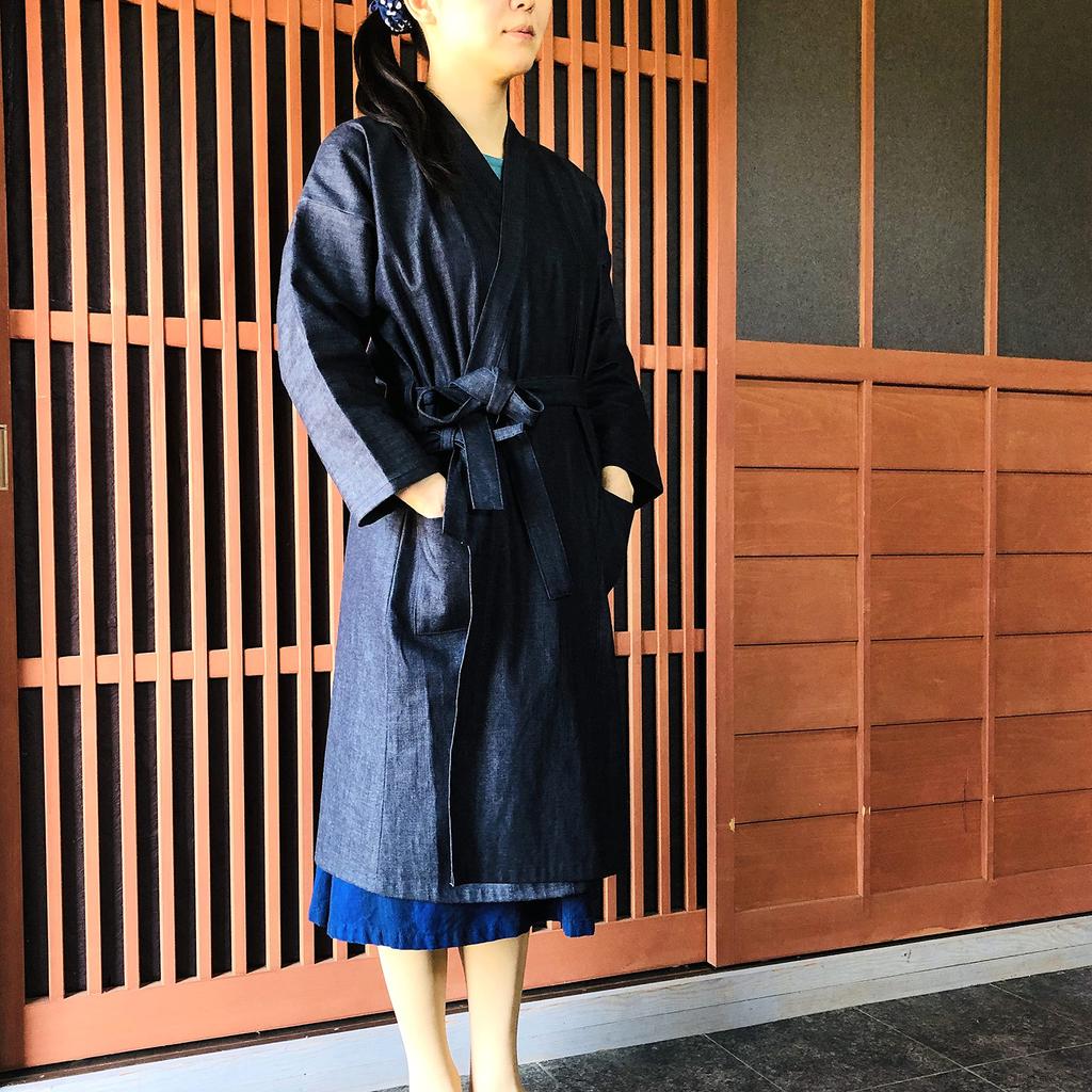 Momoten Denim Made In Denim Samue Long One Size Fits No Buttons [momoten] Coat, Japan, Women's Coat, Most,