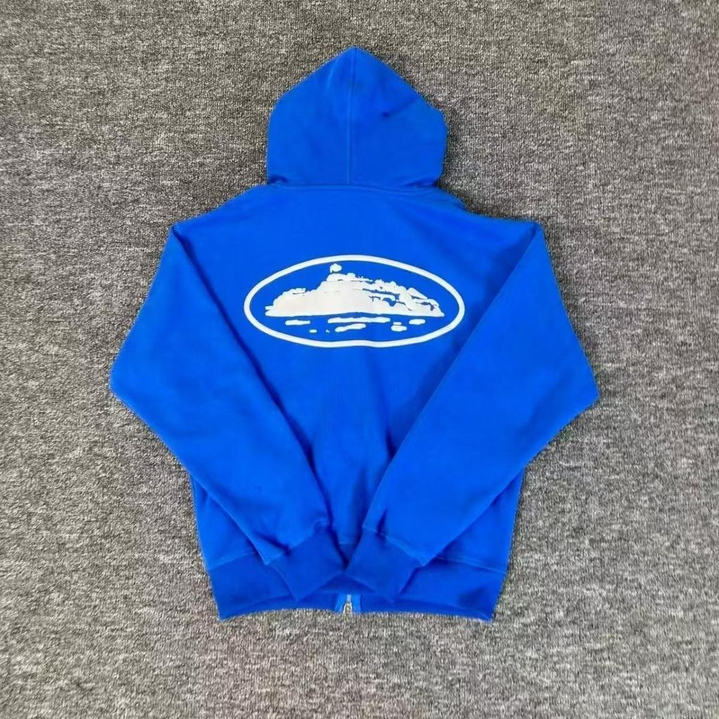 Corteiz Vibe Hip Hop Fleece gevoerde hoodie met rits voor heren