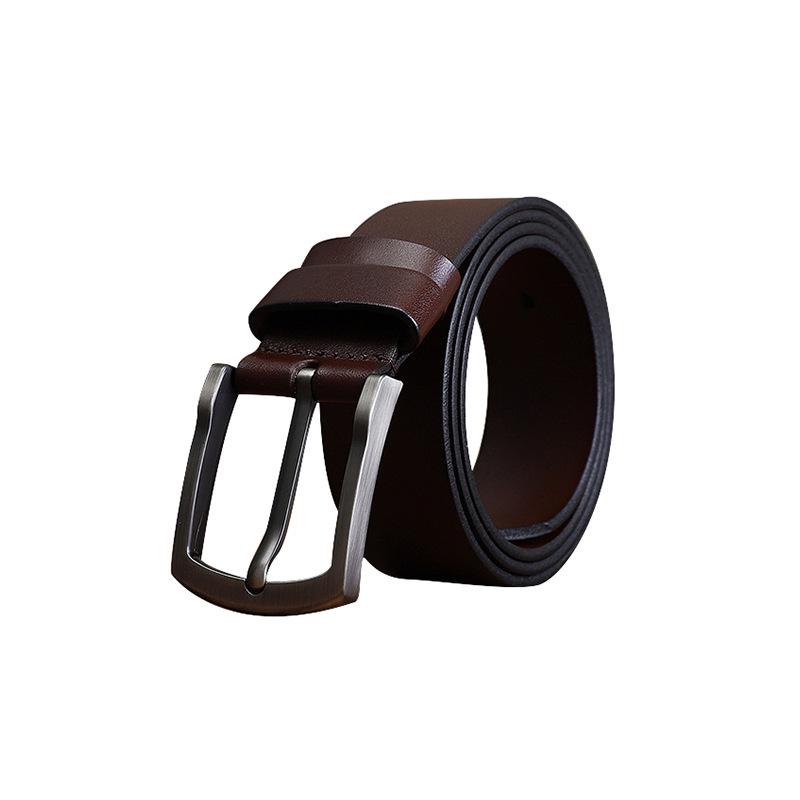 Italian Leather Men s Casual Retro Pin Buckle Belt 125 cm коричневый