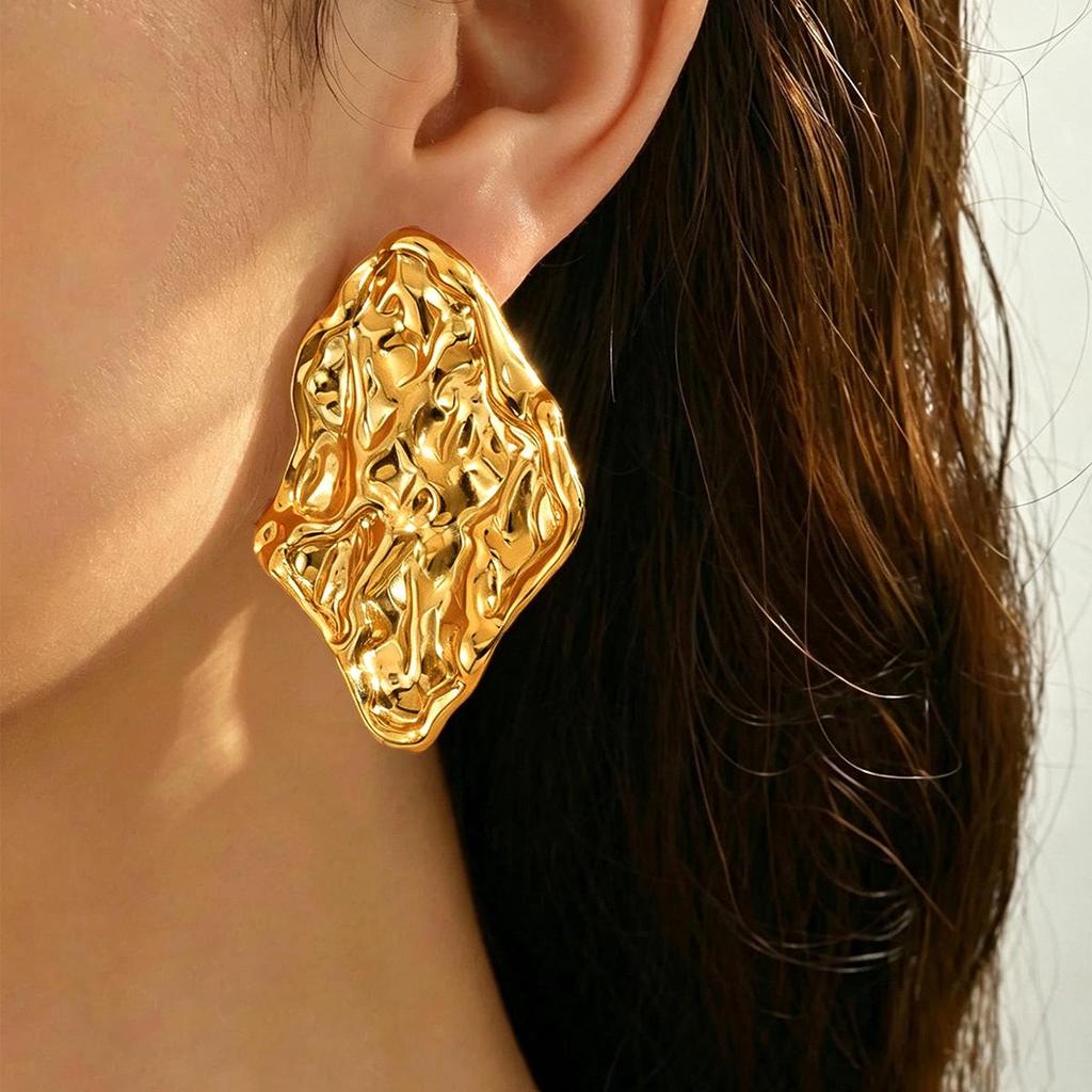 18K Gold Vacuum-Plated Geometric Stainless Steel Earrings