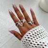2025 New Vintage Punk Metal Rings Set for Women Aesthetics Jewelry Gift Gold Silver Color Irregular Geometric Knuckle Joint Ring Opening Jewelry