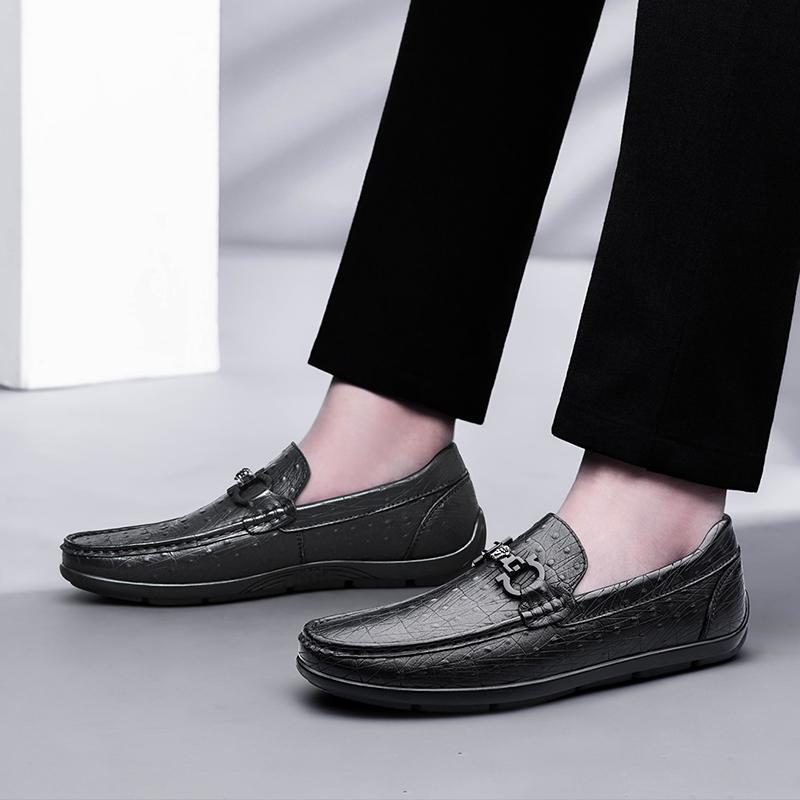Pánské kožené boty Four Seasons Retro v anglickém stylu s krokodýlím vzorem, módní boty pro řidiče, pánské ležérní mokasíny