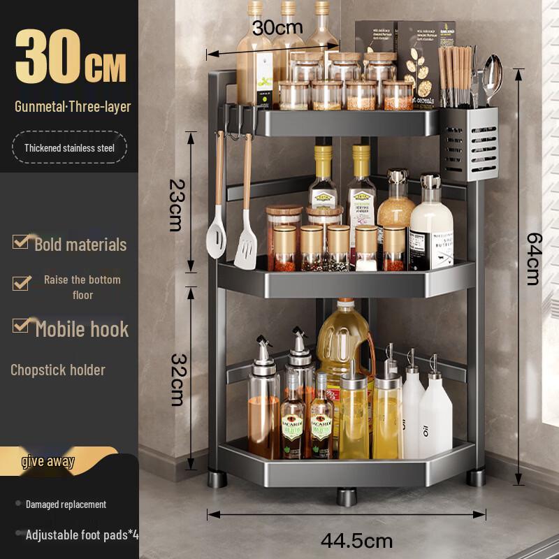 Gunmetal Stainless Steel Kitchen Corner Shelf