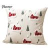 Modern Living Room Pillow Protectors Christmas Cottage Cushion Cover, Red Snowy House Pillowcase, Decorative Soft Canvas Square Covers Throw Case for