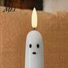 Décorations d'Halloween à piles Fantôme Bougies Coniques Sans Flamme, Lumière de Bougie Vacillante avec Veilleuses de Forme Unique Télécommande, Cire Véritable 3D