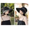 Stylish Commuting Sun Hat Women with Ponytail Hole, Wide Brim Floppy Foldable for Hat, UV Protection Summer Beach Vacation Hiking