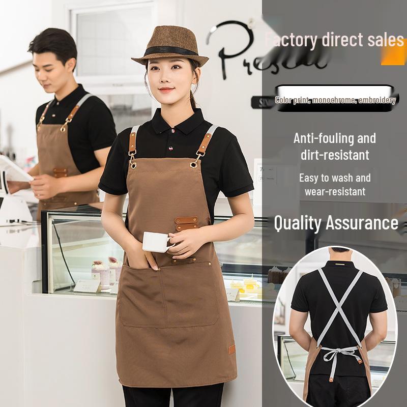 Waterproof Canvas Apron with Custom Logo Printing for Catering and Supermarket Use