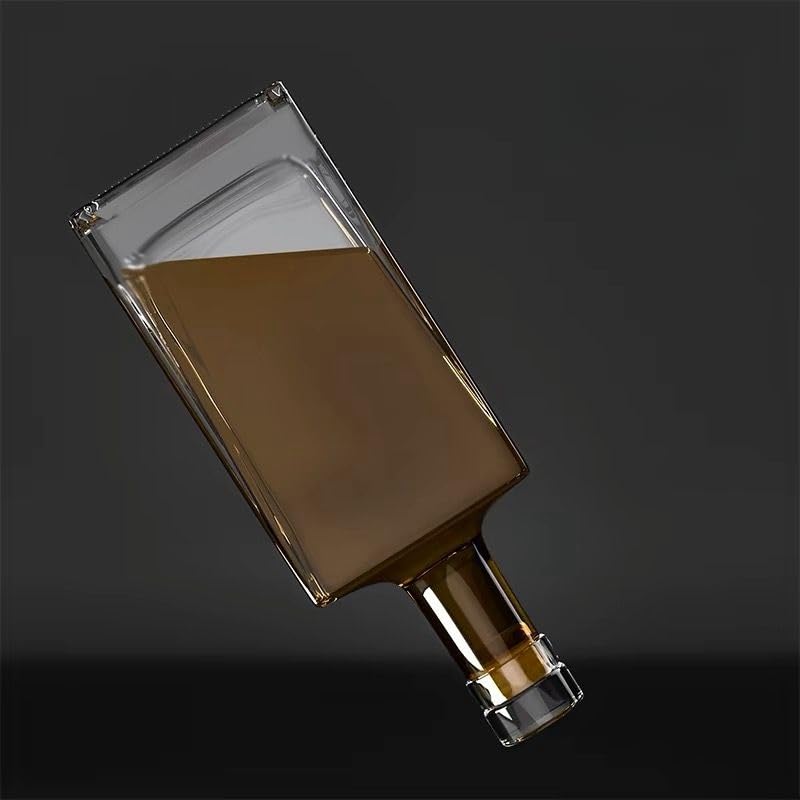 Kulangsu Empty Bottle Lead-free Glass Square Storage Wine Sake Shochu Sealed Fruit Syrup Water Crystal 500ml Refill Container Lid Corked
