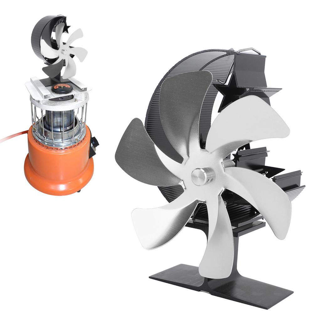 Ofenventilator 6 Flügel Kaminventilator Wärmegetrieben Schnelle Windzirkulation Halbmondmuster Thermoelektrisch