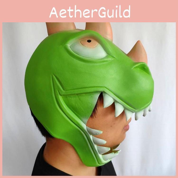 Green Latex Dinosaur Mask Halloween Costumes Props Themed Party Accessories