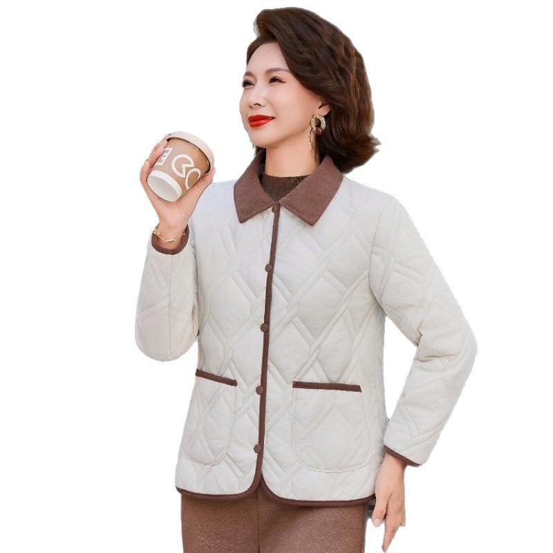 Mittelalte Daunenbaumwollkleidung Damen leicht und dünn Übergröße lässig Winter warm kurze Jacke Steppjacke Oberteil