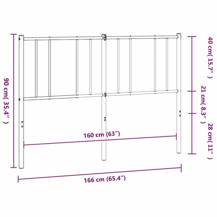 VidaXL Tête de lit métal noir 160 cm 352515