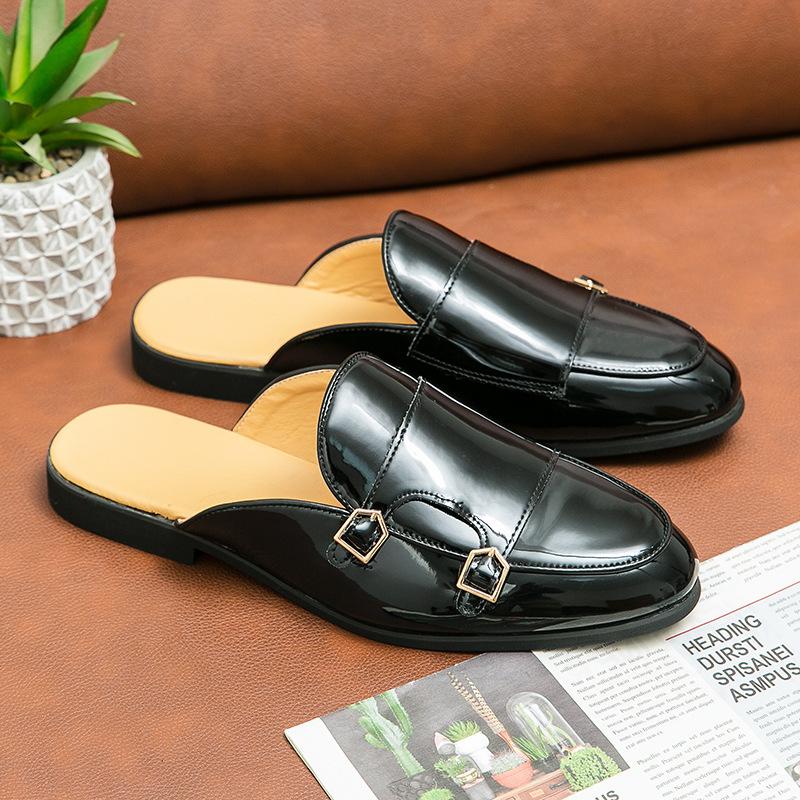 Scarpe estive nuove in pelle lucida di taglia grande, testa di borsa, mezze pantofole, traspiranti, senza tacco, parola pigra, ciabatte