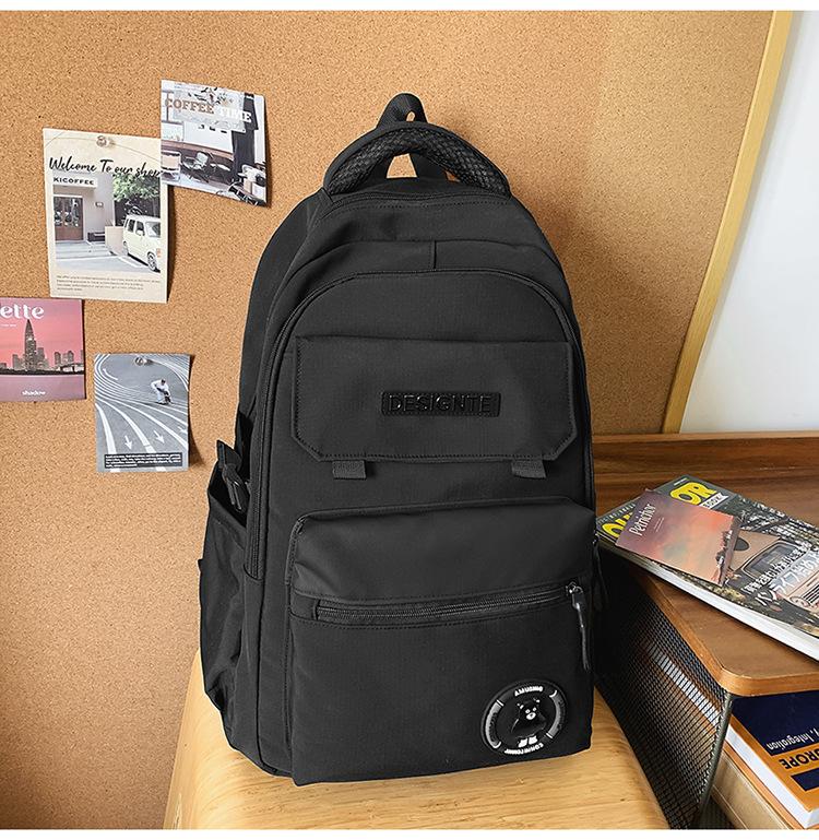 

Fashion high school college student schoolbag men s bag commuter backpack junior high school computer bag large capacity travel bag back чорний