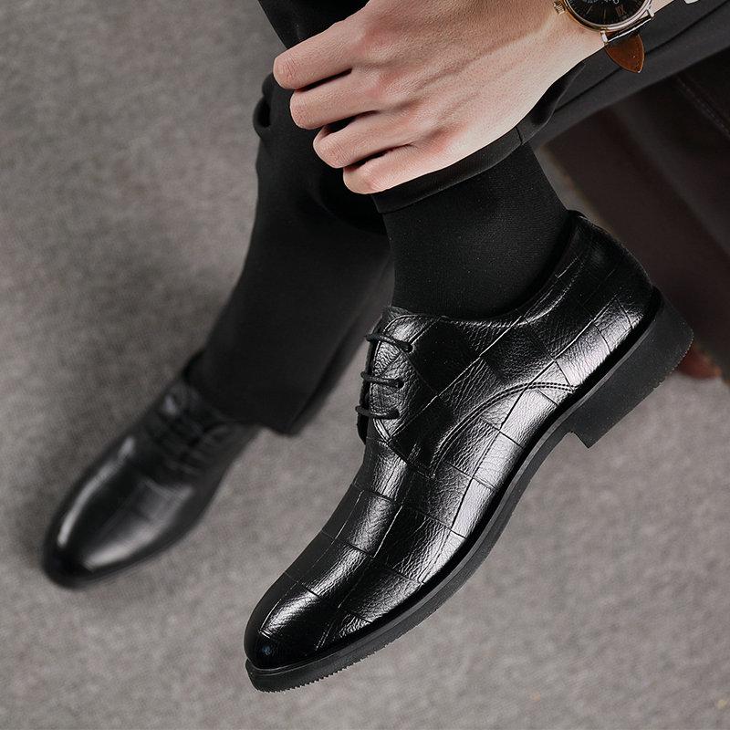 Handmade Italian Style Retro Men Leather Dress Formal Business Oxfords Shoes Men's  Party Shoes Big Size