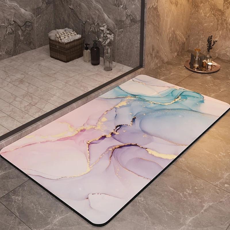 1pcs Luxury Bathroom Mats Anti Slip Shower Bath Mat Super Absorbent Quick Dry Foot Floor Mat Toilet Rug Doormat Carpet Washable
