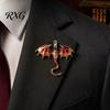 Long-lasting Dragon Pin 2Pcs Rhinestone Flying Brooch, Western Winged Lapel Pin, Alloy Brooch Sweater Cardigan Coat Suit Scarf Decor, Men Jewelry