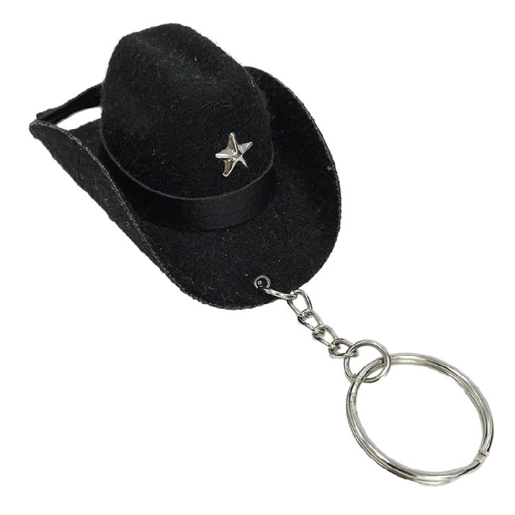 

Portable Cowboy Hat Keychain Key Rings Bag Accessory for Daily Wear and Parties чёрный