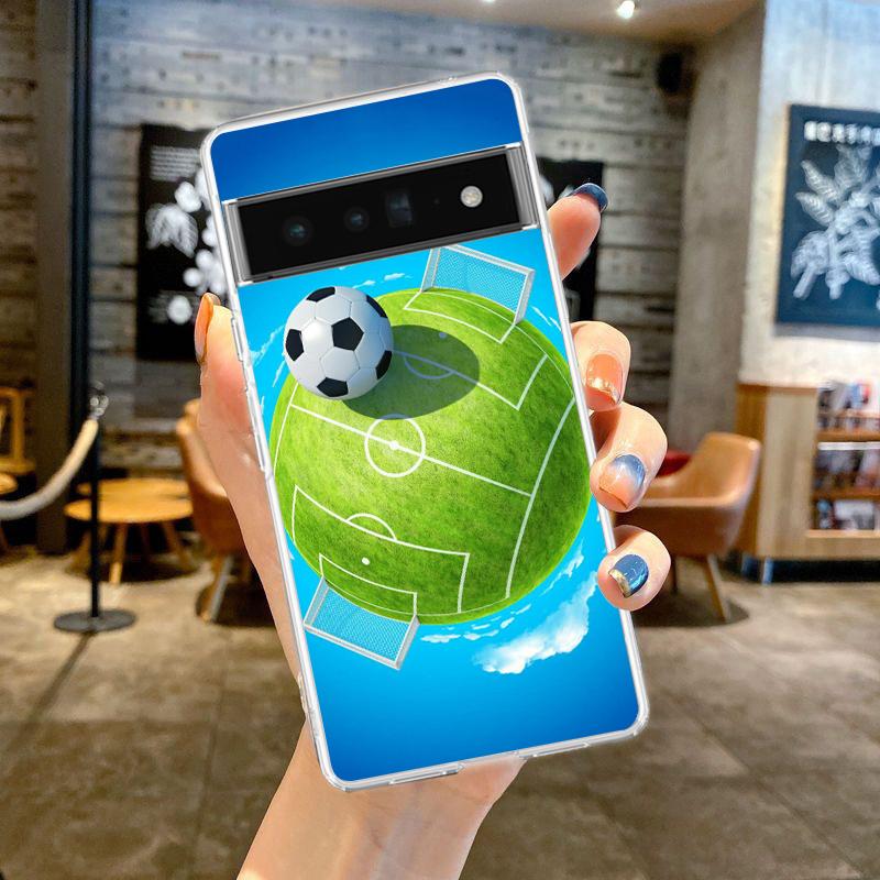 

Phone Case Cover for Google Pixel 9 8 7 6 5 4 4XL 7A 6A 5A 4A 3A Pro XL Transparent Soft TPU Shell Football Footy Soccer Pattern For Pixel 9 Pro XL