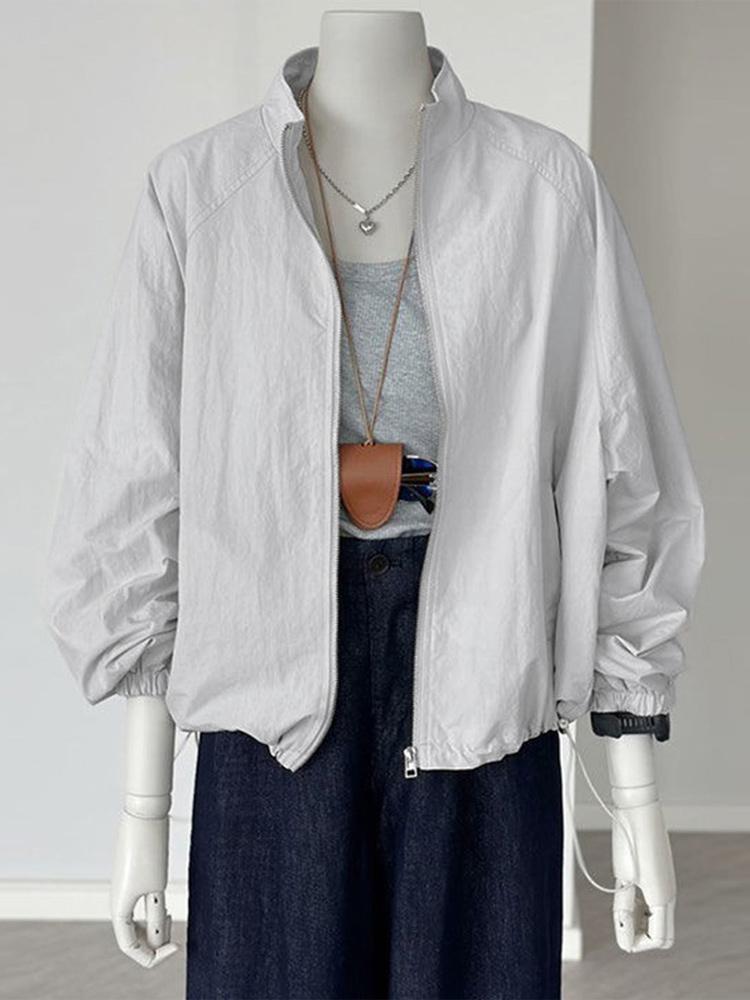 Women's Fashion Stand-Up Collar Lightweight Sunscreen Jacket - Casual Summer Windbreaker
