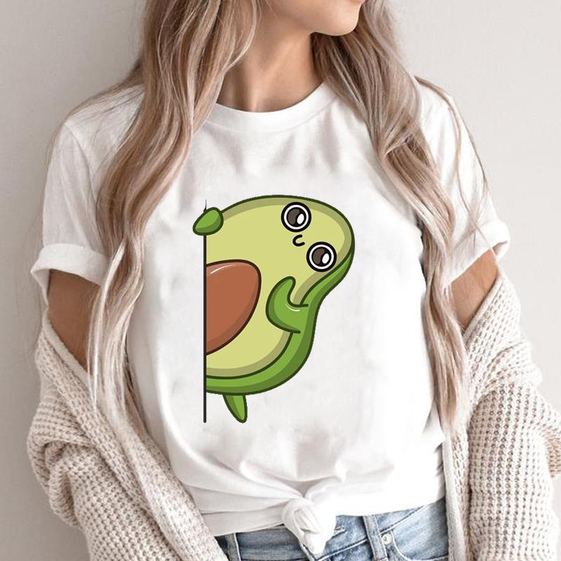 (Asian Size ) Graphic Tee Avocado Love Style Clothing Summer Sweet Trend  Print Female T Top Casual Short Sleeve Women Fashion T-shirt