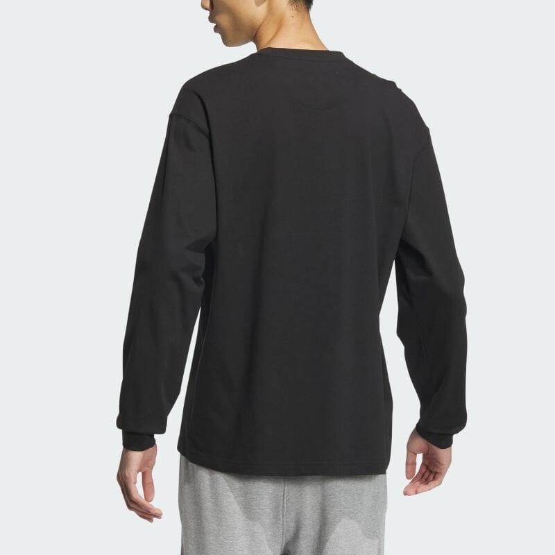 adidas Logo Print Loose Fit Long Sleeve T-Shirt Men Tops Black JF3925