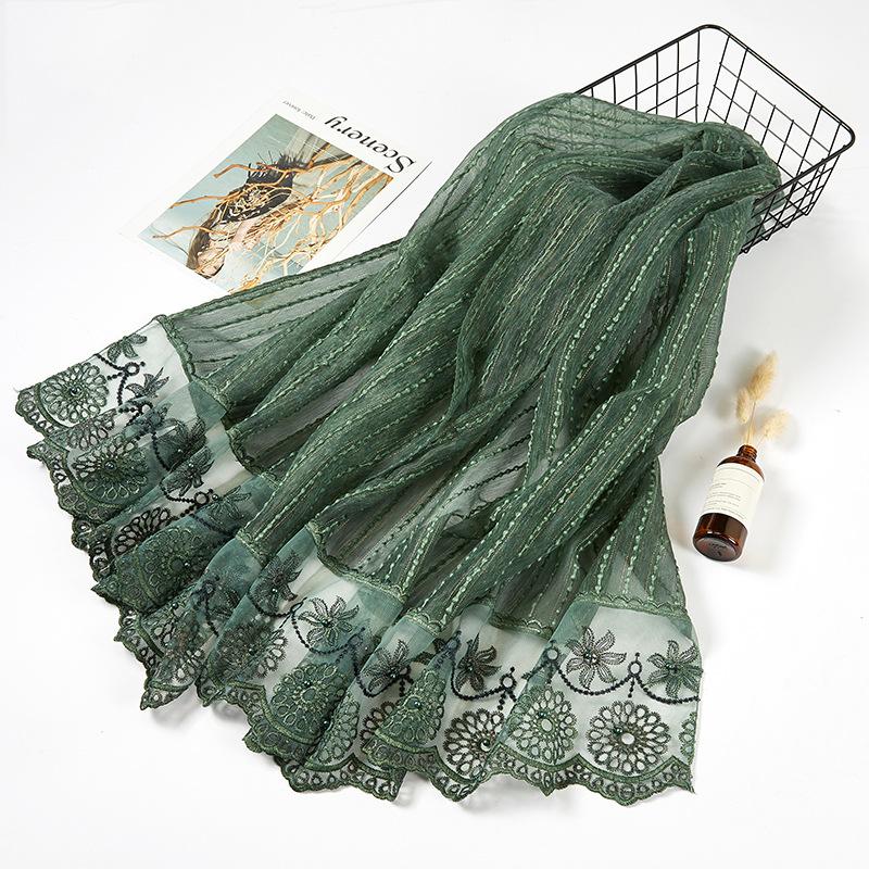 

Malaysia s New Lace Pearl Women s Scarf Fashion Imitation Silk Headband Scarves 80x180cm