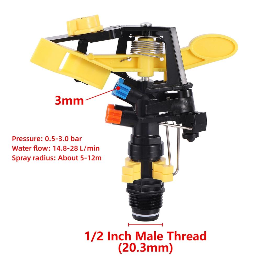 1/2" Male Thread Rotating Rocker Sprinkler Stainless Steel Tripod Auto-Rotary Garden Lawn Orchard Greenhouse Irrigation Sprayer