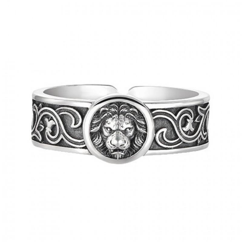 Adjustable Lion Ring Men Women Sterling Vintage Geometric Statement Band Minimalist Unisex Finger
