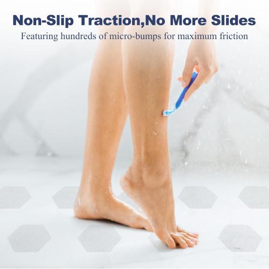 28 PCS Shower Floor Non Slip Stickers with Strong Adhesive, Invisible & Durable Anti Slip Shower Stickers with Scraper for Bath Tub, Pools and