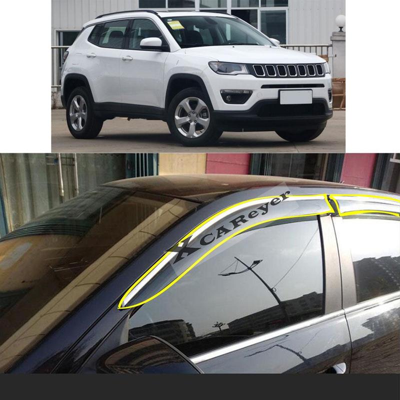For Jeep Compass 2017 2018    Car Body Styling Sticker Plastic Window Glass Wind Visor Rain/Sun Guard Vent Parts