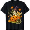 Cute Cat Pumpkin Halloween Spooky Season Vintage Men Women Kids T-Shirt(1)