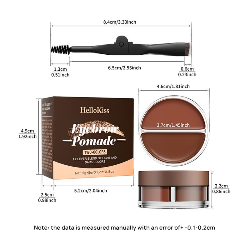 Gel pour sourcils en pâte à sourcils bicolore imperméable et naturelle pour sourcils touffus et sauvages pour une forme parfaite des sourcils avec brosse à sourcils à l'intérieur