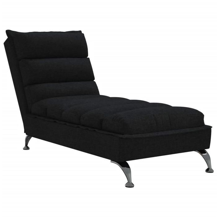 VidaXL Chaise longue avec coussins noir tissu, chaise de canapé longue, chaise longue de chambre, chaise de canapé longue 379470