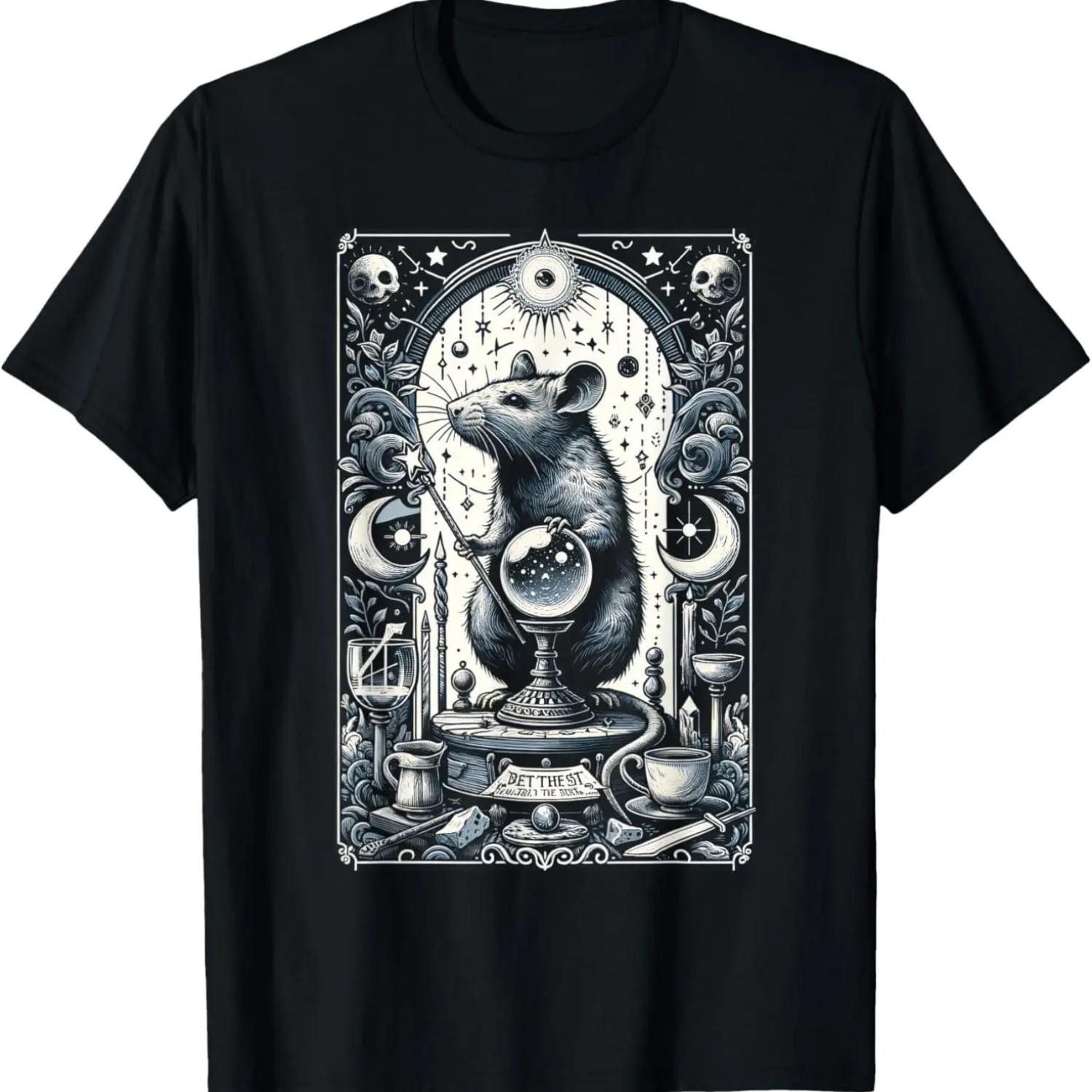 

The Moons Rat Tarot Card Crescent, Rats Howling Night Animal T-Shirt S чёрный