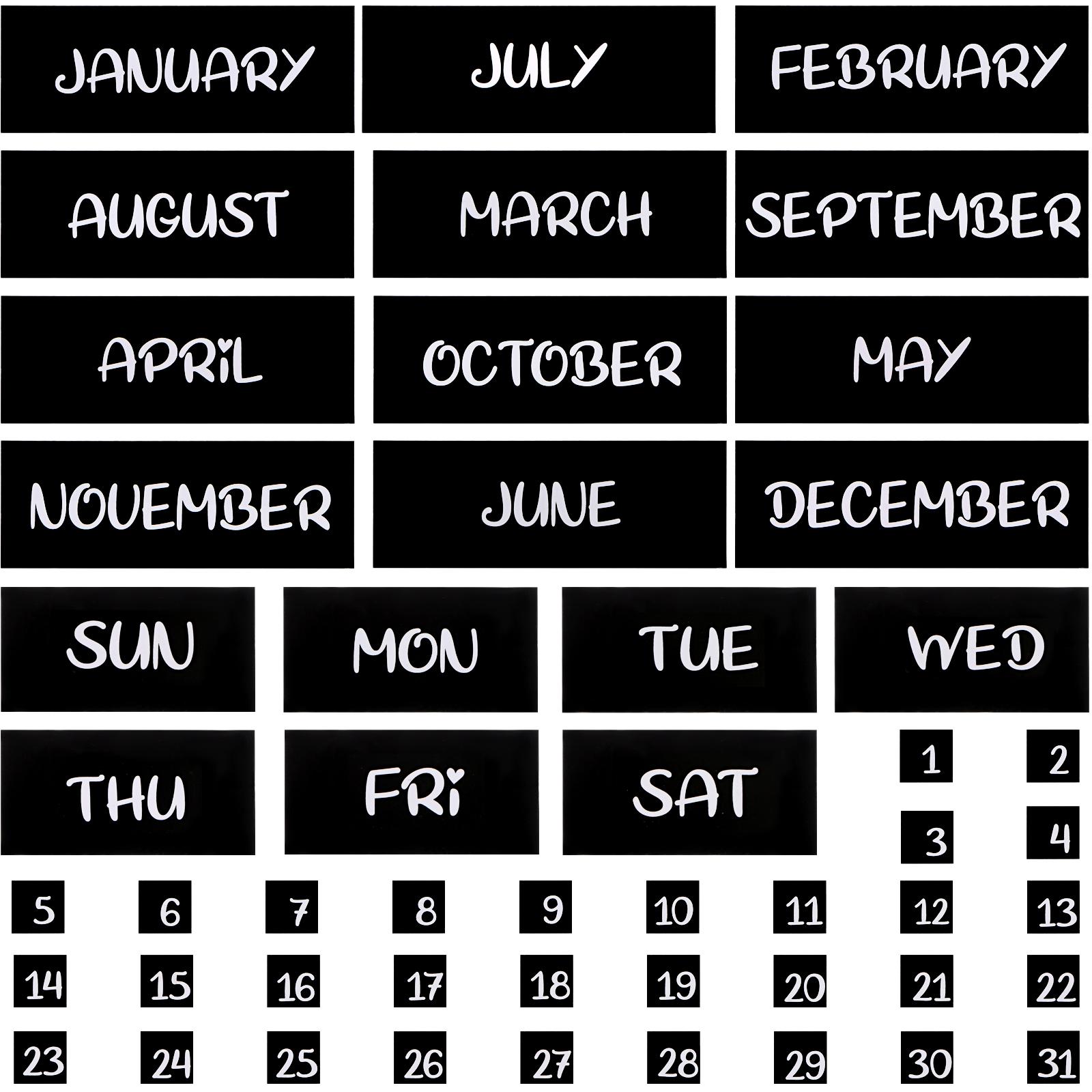 50 Pieces Magnetic Days Of The Week And Months чёрный