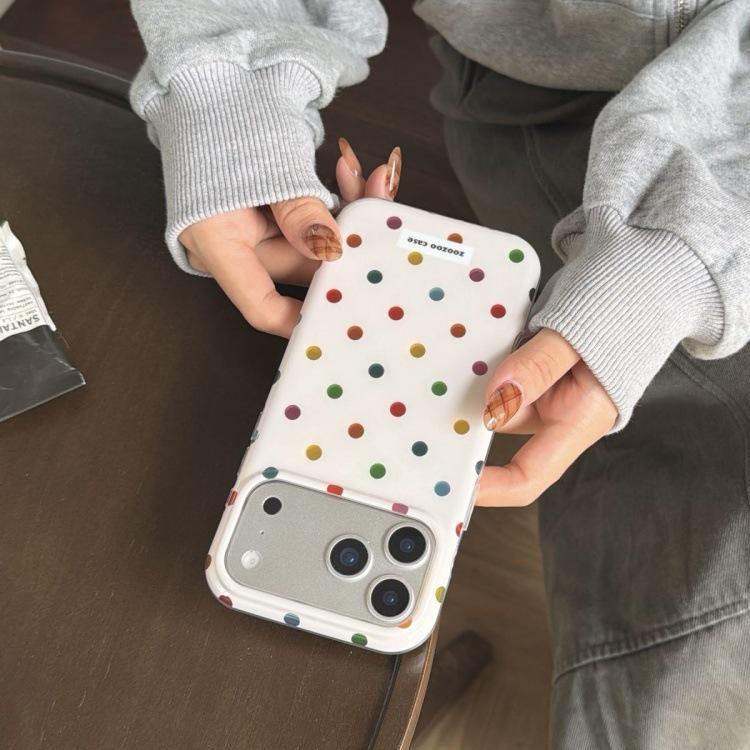 Farbenfroher Polka-Dot-Sticker im koreanischen Stil für Apple 16 Pro Max & iPhone 15 Pro Hülle