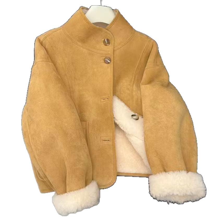 Retro Brown Fur Collar Wool Coat - 2025 Autumn/Winter Collection