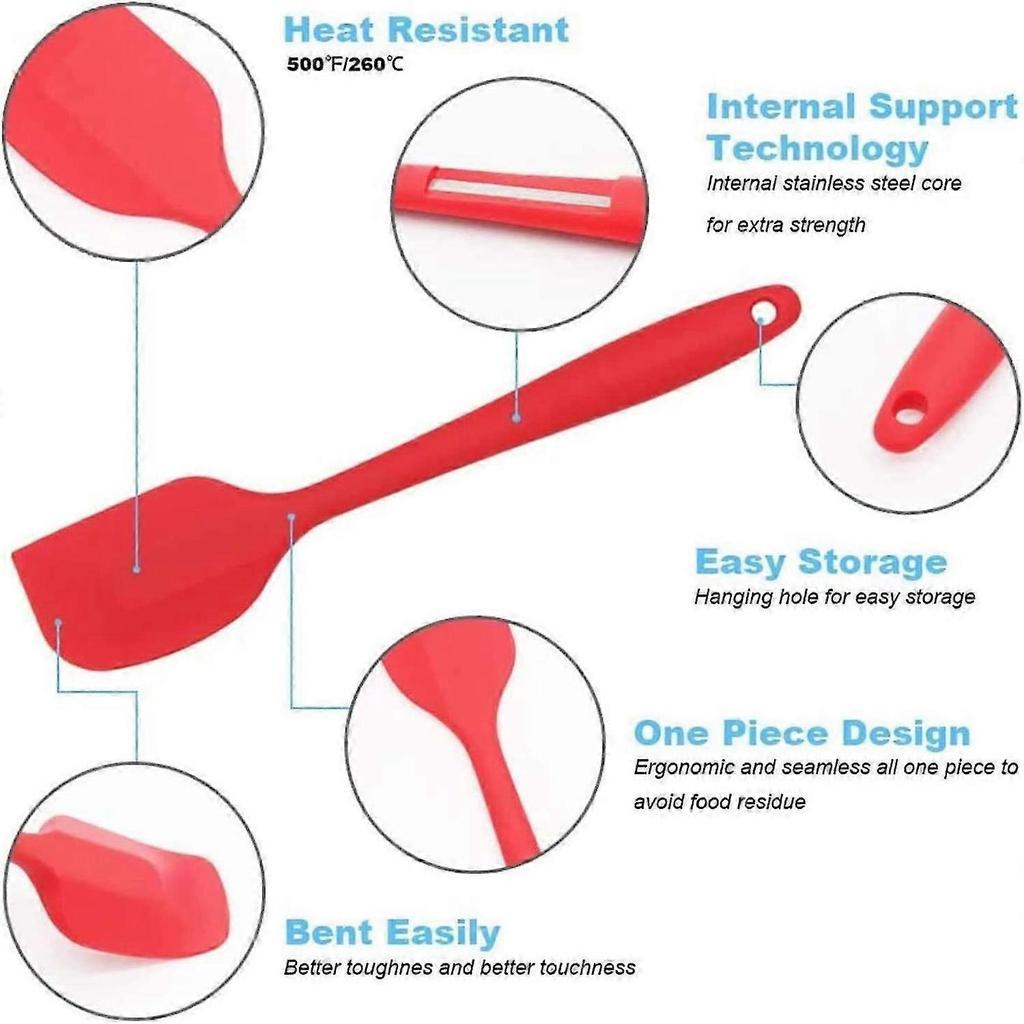 Silicone Kitchen Utensils Set - Non-Stick and Heat Resistant - Including Kitchen Tongs, Spatula, Pastry Brush, Oil Brush, Balloon Whisk, Tools for Bak