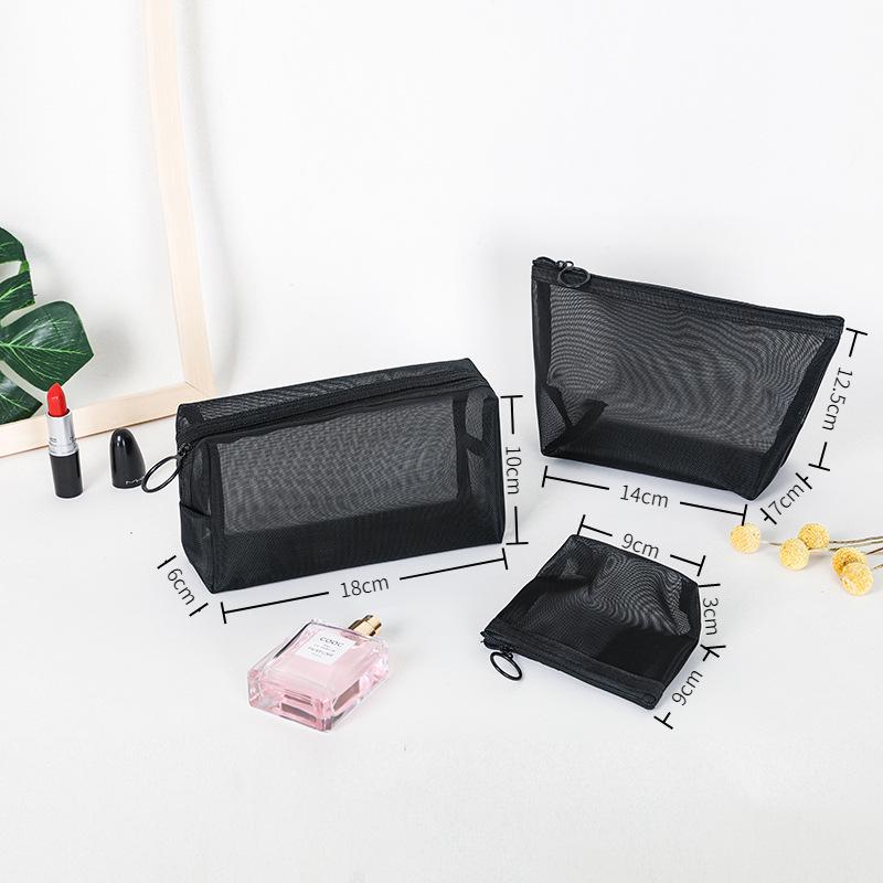 

Personalized Mesh Makeup Bag - Portable Cosmetic Organizer with Custom Logo Option