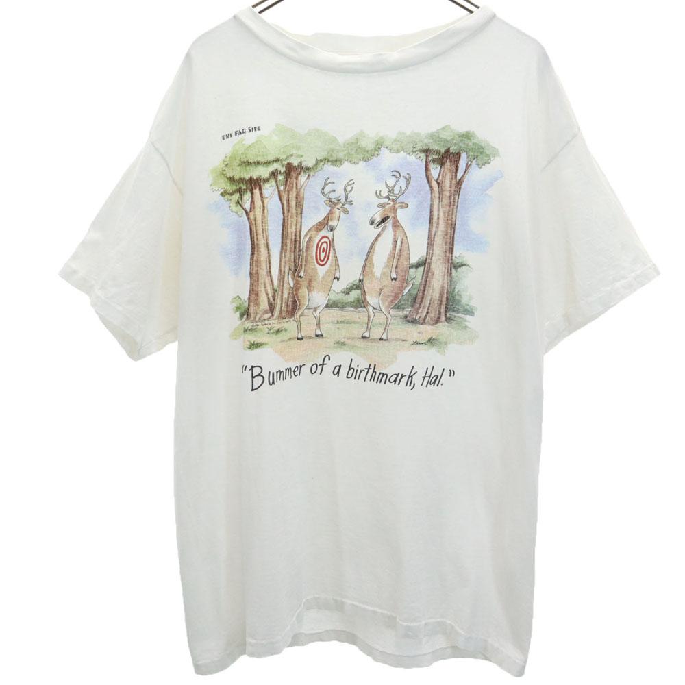 

THE FAR SIDE 80-е Футболка с коротким рукавом Одинарный шов белая Far Side Мужская Б/У