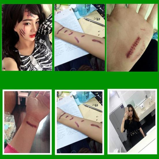 3D Halloween Bloody Scar Temporary Tattoo Sticker Cosplay Body Art Makeup Decal