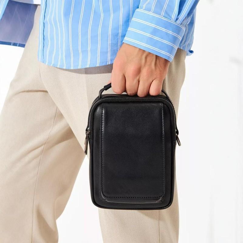 

Men s Leather Shoulder Bag High-end Casual Crossbody Top Layer Small