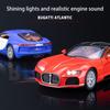 1/24 Scale Bugatti Atlantic Supercar Diecast Car Model Toy, Pull Back Toy Vehicle with Sound and Light for Kids Toddler Boys Girls Gift Collection